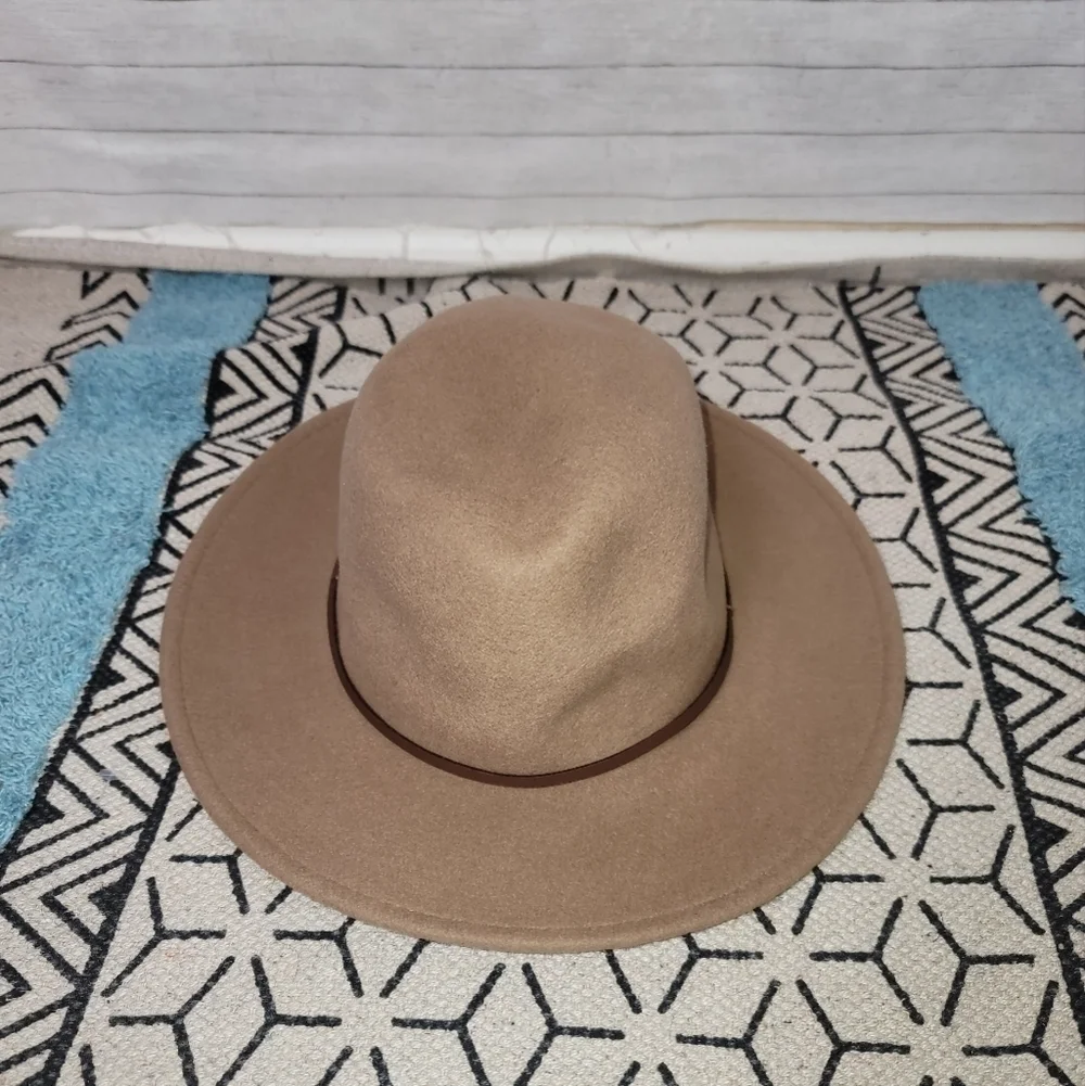 BILTMORE FOR MADEWELL 100% WOOL HATTAN W BROWN LEATHER HATBAND TRIM, sz M-L